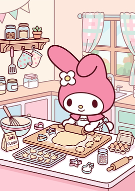 My Melody Baking Cookies
