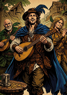 Fantasy Bard Lute Minstrel Poster