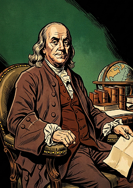 Benjamin Franklin Comic Art Poster