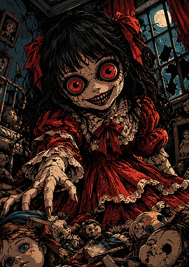 Creepy Doll in Haunted Room