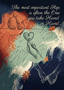 Hand in Hand Love Quotes Abstract Art