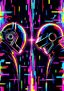 Daft Punk Glitch Art Portrait