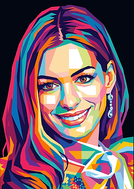 Anne Hathaway Pop Art Portrait