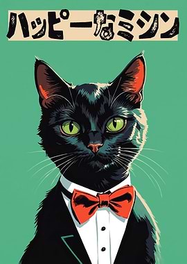 Dapper Black Cat in Tuxedo