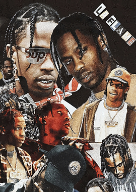 Travis Scott La Flame Collage Poster