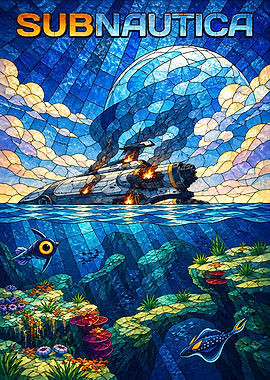 Subnautica Stained Glass Art Poster