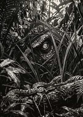 Velociraptor Stalking in the Jungle