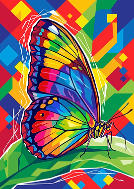 Colorful Pop Art Butterfly Illustration