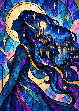 Stained Glass Goddess of the Night