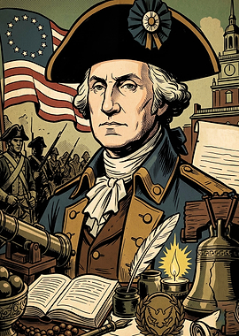 1776 Patriot General Vintage Art
