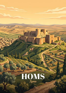 Vintage Travel Poster of Homs, Syria