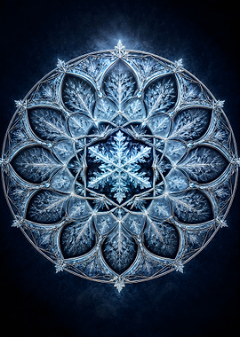 Intricate Icy Snowflake Mandala