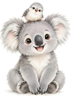 Cute Koala with Bird Friend