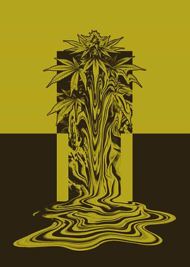 Melting Cannabis Plant Abstract Art