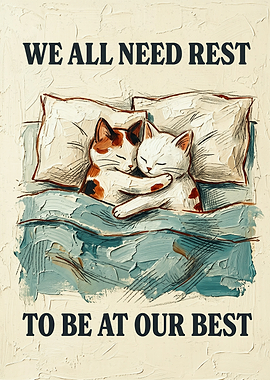 Sleeping Cats Motivation Cats Oil Painting Style