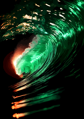 Glowing Emerald Ocean Wave
