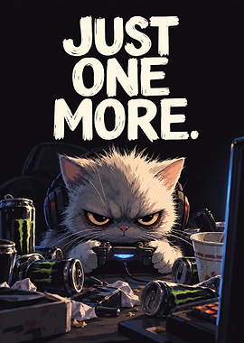 Just One More Game - Midnight Gamer Cat