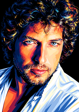Vibrant Pop Art Portrait of Bob Dylan
