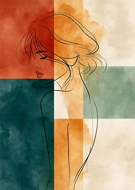 Modern Boho Line Art Woman