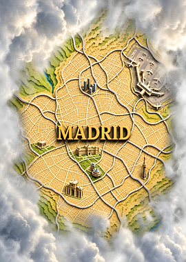 Madrid Spanish Capital Map Art