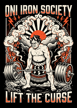 Oni Iron Society Deadlift Illustration