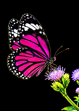 Vibrant Pink Butterfly on Flower