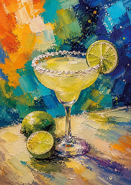 Margarita Cocktail Impressionist Painting