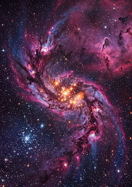 Vibrant Nebula and Star Cluster