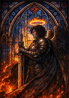 Fallen Angel Knight with Flaming Halo