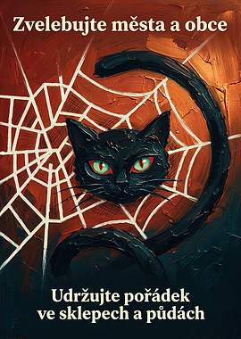 Black Cat Web Vintage Poster Impasto Art