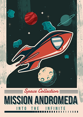Mission Andromeda Retro Space Poster