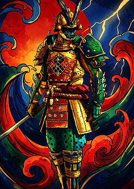 Samurai Warrior in Traditional Armor