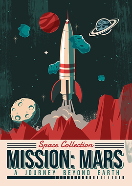 Mission Mars Vintage Space Poster