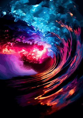 Vibrant Neon Abstract Ocean Wave