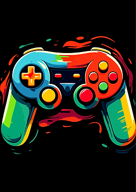 Colorful Abstract Gaming Controller Illustration