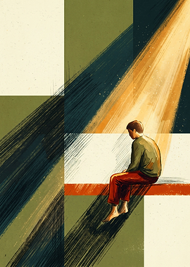 Sitting Alone Depression Abstract Illustration