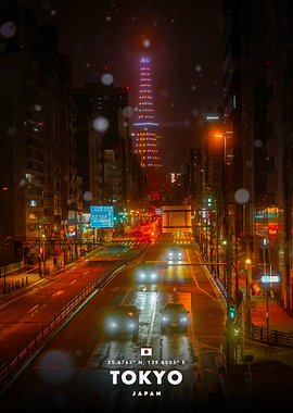 Tokyo Tower Night Street View