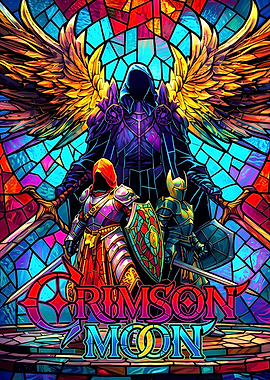 Crimson Moon Fantasy Stained Glass Art
