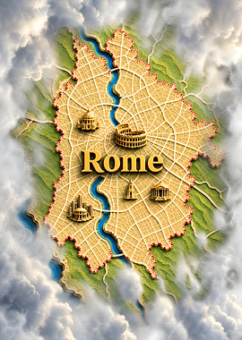 Rome Historic City Paper Map