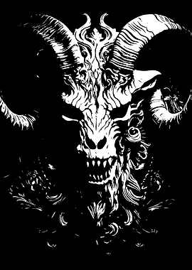 Stylized Black and White Goat Demon
