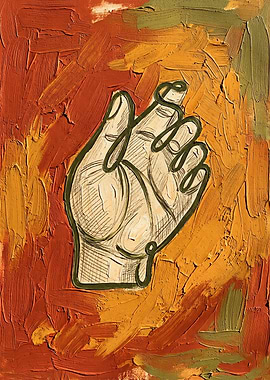 Hand Outline Art Abstract Hand Sketch Painting