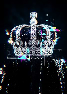 Glitch Art Royal Diamond Crown