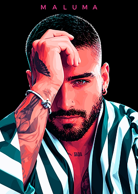 Maluma Portrait Digital Art Poster