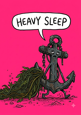 Heavy Sleep Cartoon Anchor Illustration