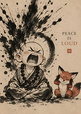 Peace is Loud Zen Monk Illustration