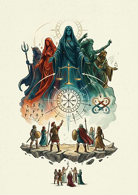 Divine Trial Mythological Pantheon Fantasy Art Poster