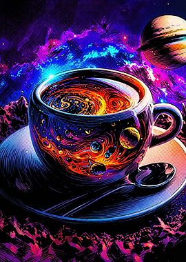Cosmic Coffee Nebula Trippy Poster