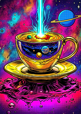 Cosmic Coffee Galaxy Trippy Art
