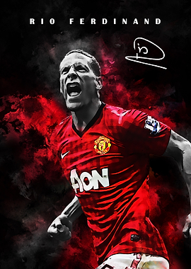 Rio Ferdinand A dynamic digital art Poster