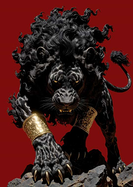 Majestic Black Lion with Gold Cuffs